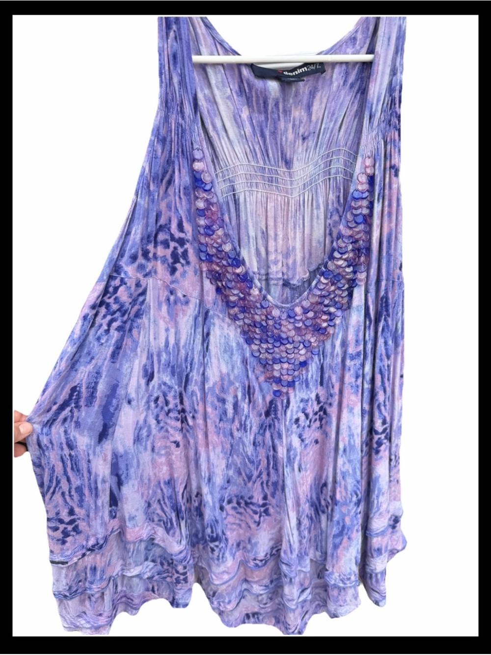 Tie Dye Beaded Swing Tank Top Womens 28 Boho Sleeveless Tunic Fairy festival